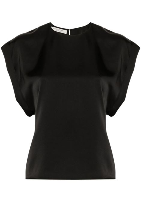 Black cap-sleeve satin blouse Philosophy Di Lorenzo Serafini - women PHILOSOPHY DI LORENZO SERAFINI | Shirts | 021257170555